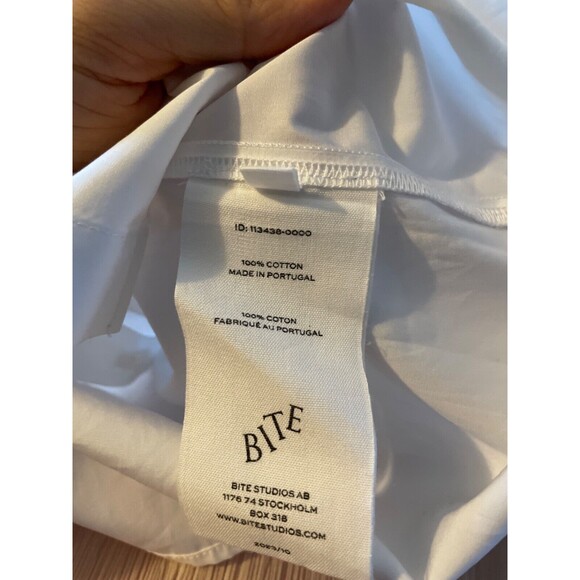 BITE Studios Women's Fluted Sleeve White Button-Up Curved Blouse size 4 NWT - Picture 10 of 12